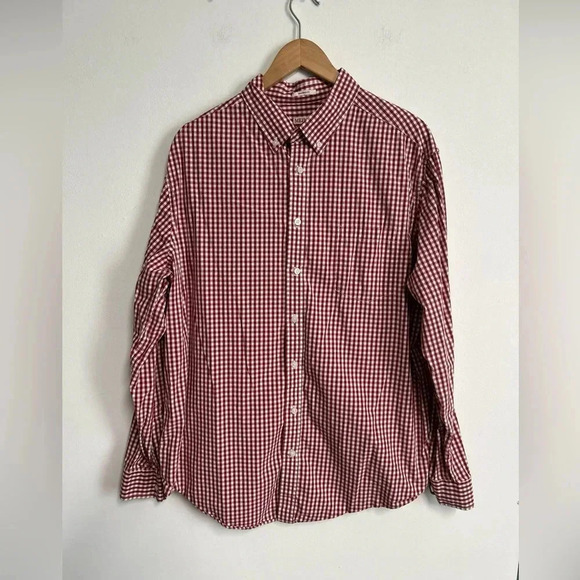 Merona Men’s XL Red Gingham Button Front Shirt Classic Fit Preppy Western Cotton - Picture 1 of 11